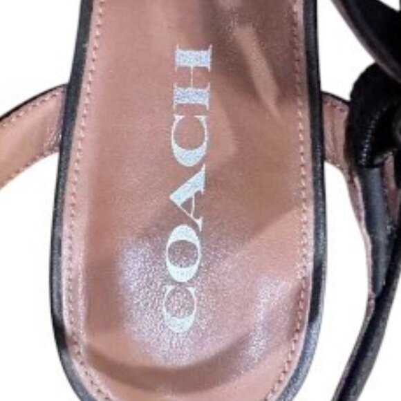 Coach Black Leather 'Melodie' T-strap Heeled Sandal Size 8.5 - Picture 7 of 8